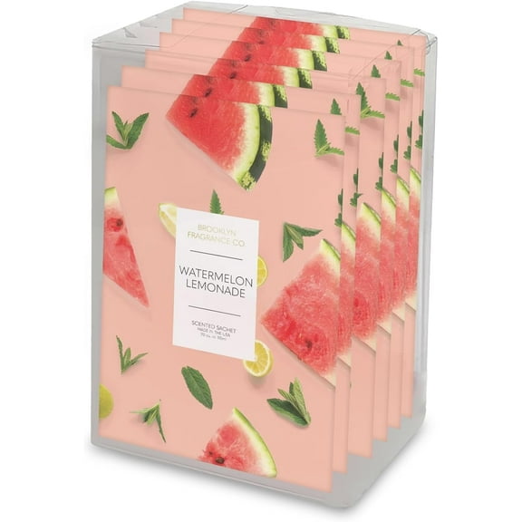 Brooklyn Fragrance Co. Fruits Sachet Bags Watermelon Lemonade Scented Pouches Perfect Aroma for Drawers, Closets, Cars and Bathrooms Long-Lasting Fresh Scent Sachets (6- Pack)
