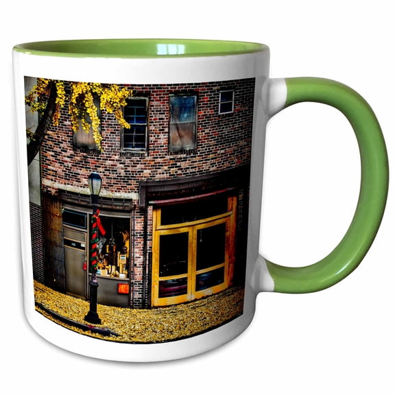 3drose, Brooklyn Ginko Fall Autumn Shop, 11oz Two-tone Green Mug