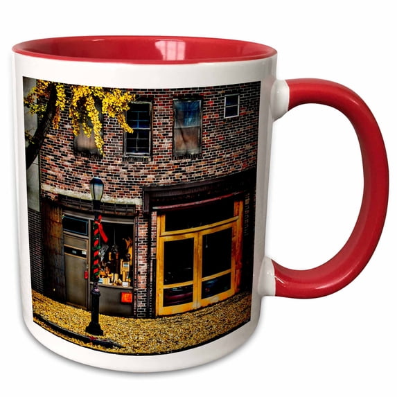 3drose, Brooklyn Ginko Fall Autumn Shop, 15oz Two-tone Red Mug
