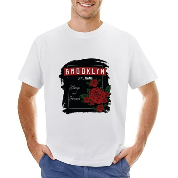 Brooklyn Girl Gang, Always And Forever Vintage T-shirt Mens Cotton Classic Crewneck Short Sleeve Tees Unisex White 4XL