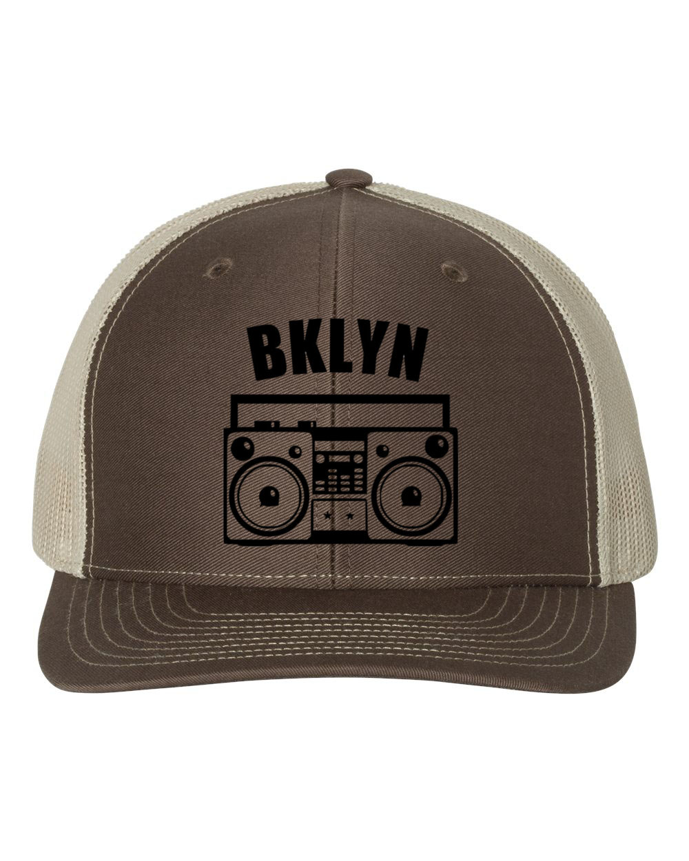 Brooklyn Hat, BKLYN, Boombox Hat, Retro Hat, Trucker Hat, Brooklyn Snapback, New York Hat, Adjustable Cap, Bklyn Hat, 90's Hat, Black Text, Brown/Khaki - image 1 of 1