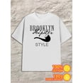 thumbnail image 1 of Brooklyn Hipster Style for men 180G 100% Cotton white Classic Unisex Shirt Graphic tshirts Original Unisex Shirt Printed tshirts Trendy Unisex Shirt Short Sleeve tshirts, 1 of 7