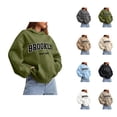thumbnail image 1 of Brooklyn Hoodies for Women 2025 Fall Winter Long Sleeve Drop Shoulder Hooded Sweatshirt with Pockets Pullover Tops, 1 of 7