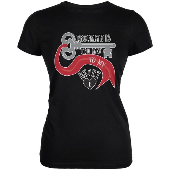 Brooklyn Is The Key To My Heart Black Juniors Soft T-Shirt - 2X-Large