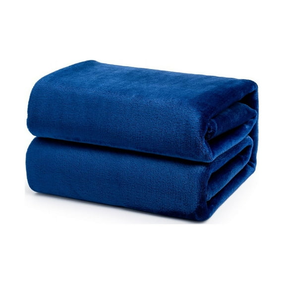 Brooklyn Jax Solid Plush Fleece King Blanket, Navy color