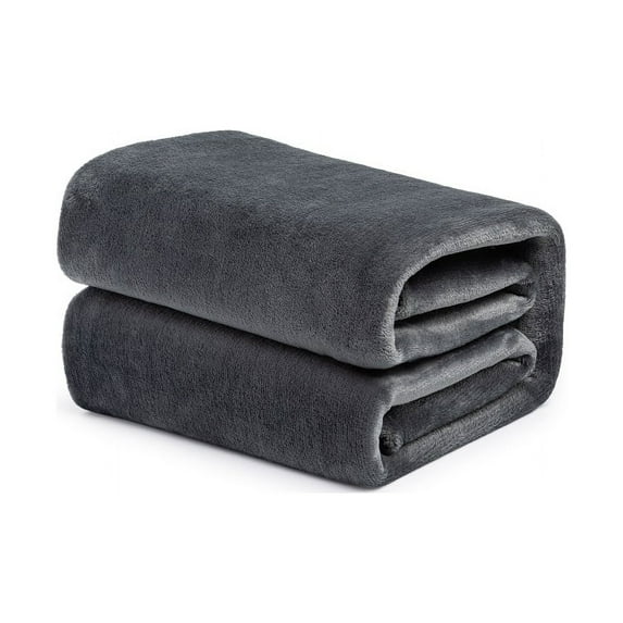 Brooklyn Jax Solid Plush Fleece Throw Blanket, Dark Grey color