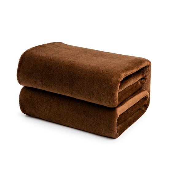 Brooklyn Jax Solid Plush Fleece Twin Blanket, Brown color