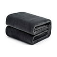 thumbnail image 1 of Brooklyn Jax Solid Plush Fleece Twin Blanket, Charcoal Grey color, 1 of 7