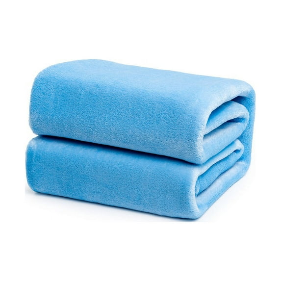 Brooklyn Jax Solid Plush Fleece Twin Blanket, Wash Blue color