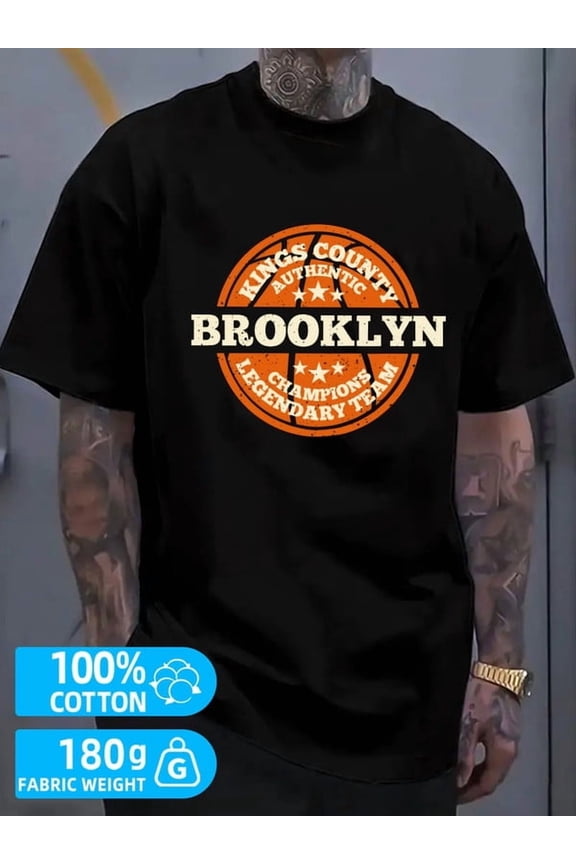 Brooklyn Kings Tee men black 180G 100% Cotton Spring and summer clothing Trendy Unisex Shirt Cotton tshirts Retro Unisex Shirt Cotton tshirts Trendy Unisex Shirt Crewneck tshirts