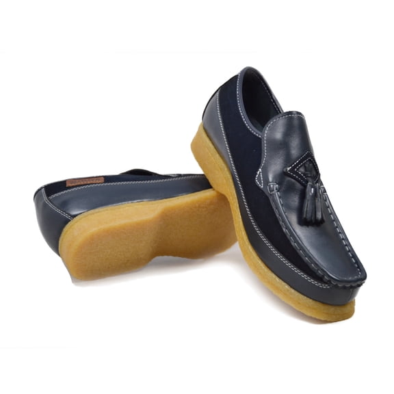 Brooklyn Leather and Suede Combo Shoes Men Slip-On boots with Tassel Detailing