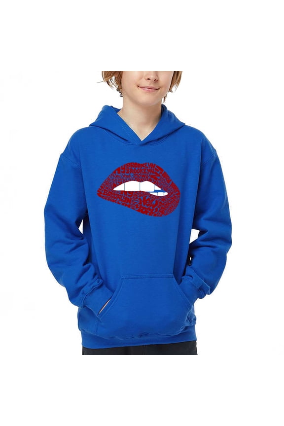 Brooklyn Lips - Boy's Word Art Hooded Sweatshirt
