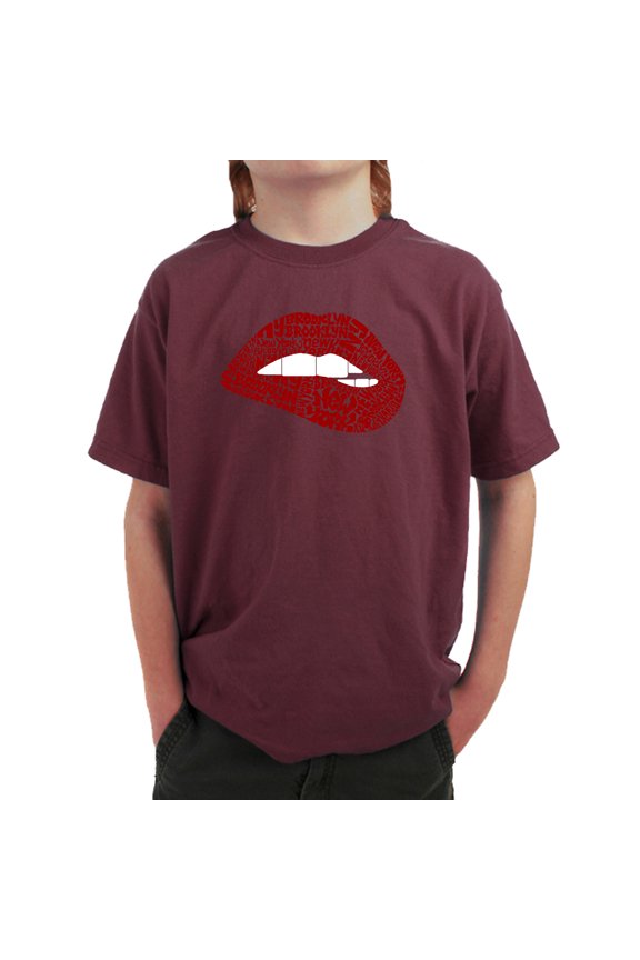 Brooklyn Lips - Boy's Word Art T-Shirt