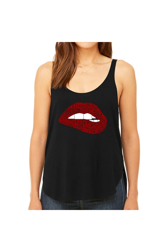 Brooklyn Lips - Women's Premium Word Art Flowy Tank Top