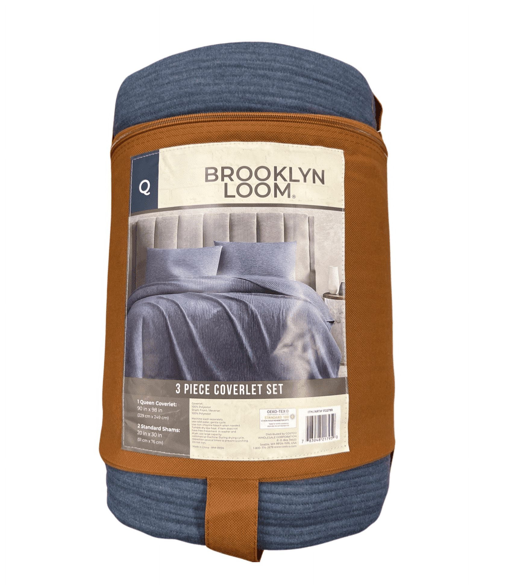 Brooklyn Loom 3Piece Coverlet Set Blue