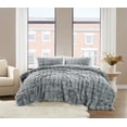 thumbnail image 1 of Brooklyn Loom Bubble Faux Fur 100% Microfiber Polyester  3 Piece King Comforter Set in Grey, All Season, Adult Size, OEKO-TEX Certified, 1 of 11