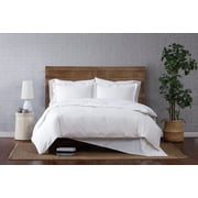 Brooklyn Loom Classic Cotton 200 Thread Count Solid 100% Cotton Percale 3-Piece Full/Queen Duvet Set in White, Cotton , Adult, All Season, OEKO-TEX Certified