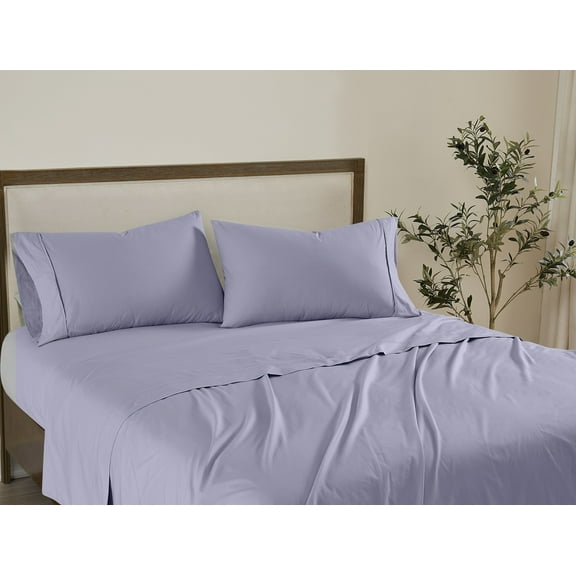 Brooklyn Loom Classic Cotton 200 Thread Count Solid Percale 100% Cotton Deep Pocket Lavender 3-Piece Twin XL, All Season, Adult Size, OEKO-TEX Certified