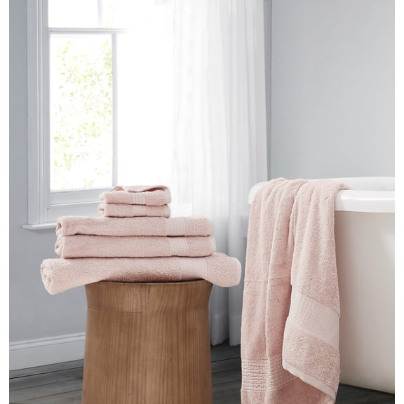 Brooklyn Loom Cotton TENCEL™ Blush Cotton 6-Piece 6 Piece Set Towel, solid themed, for Men and Women, OEKO-TEX Certified Confidence
