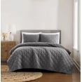 thumbnail image 1 of Brooklyn Loom Diamond Stiched Prewashed 100% Cotton Grey 2-Piece Twin Quilt Set, Solid Casual themed, Adult Bedding, OEKO-TEX Certified, 1 of 10