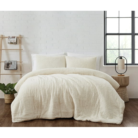 Brooklyn Loom Marshmallow Plush 100% Microfiber Polyester Ivory 2-Piece Twin Comforter Set, Solid Casual themed, Adult Bedding, OEKO-TEX Certified