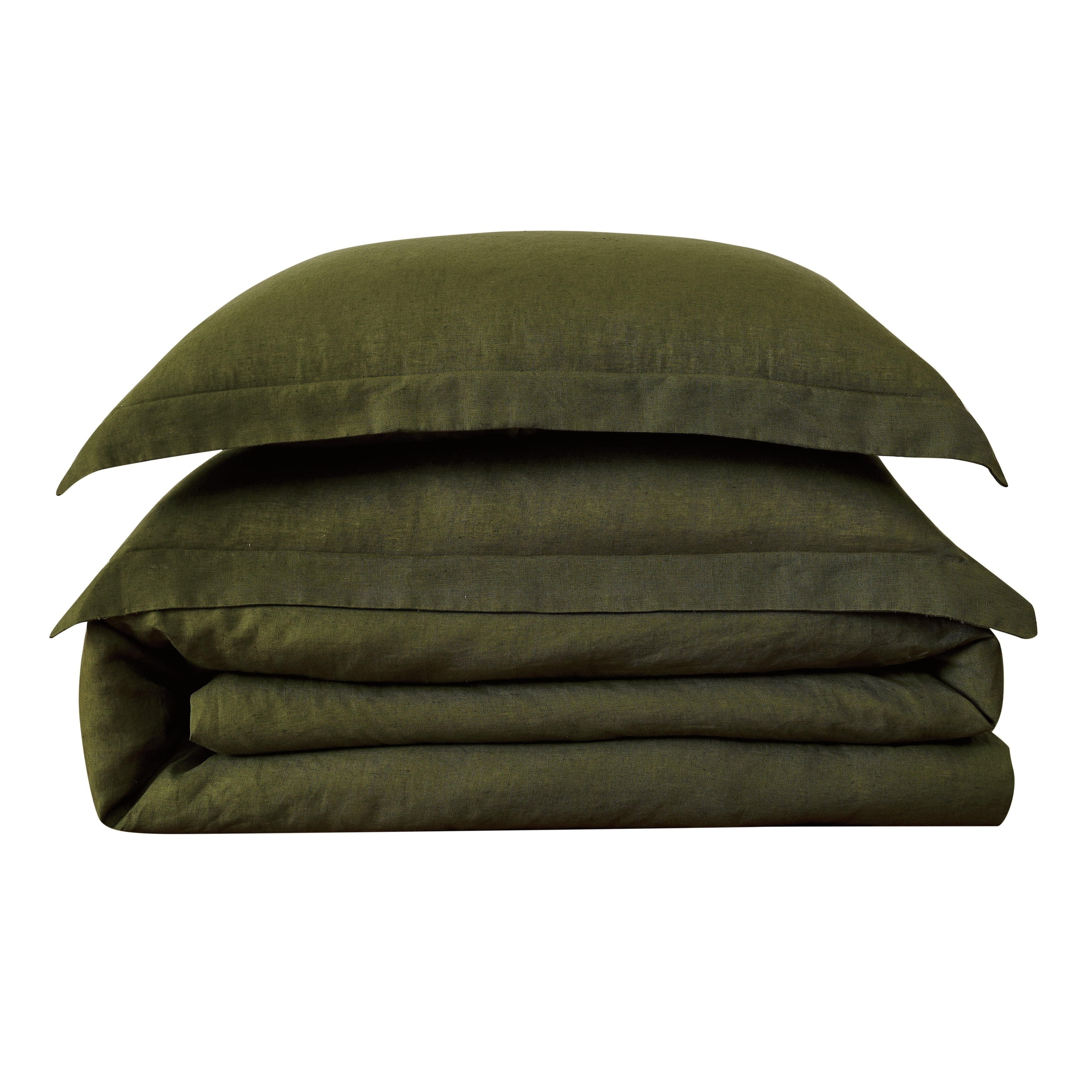 Olive Green Full/Queen Linen Duvet Cover Set