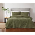 thumbnail image 1 of Brooklyn Loom Oversized Marshmallow Plush 100% Microfiber Polyester Olive Green 3-Piece Queen Comforter Set, Solid Casual themed, Adult Bedding, OEKO-TEX Certified, 1 of 10