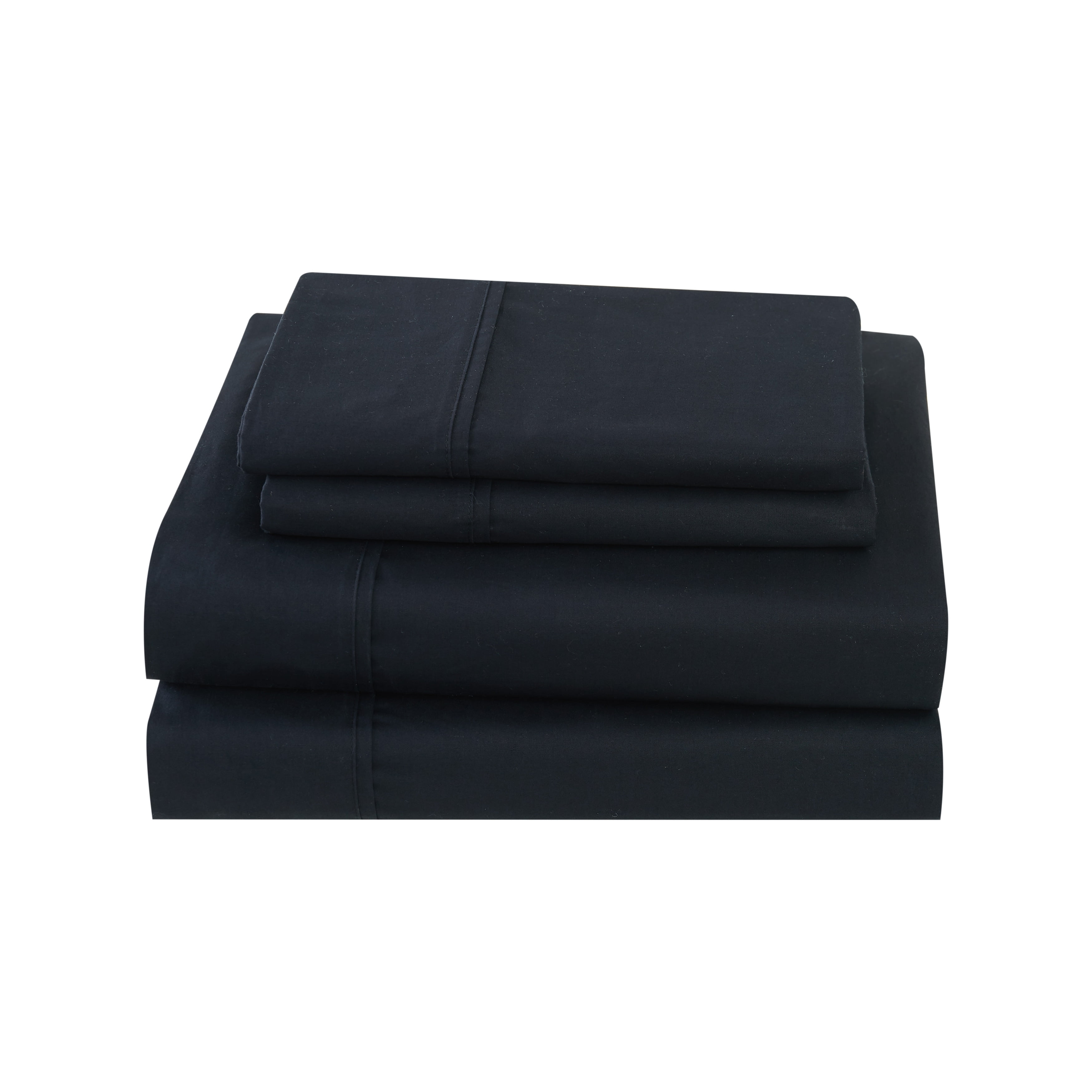 Brooklyn Loom Solid Cotton Percale Bed Sheet Set Black Twin N/A