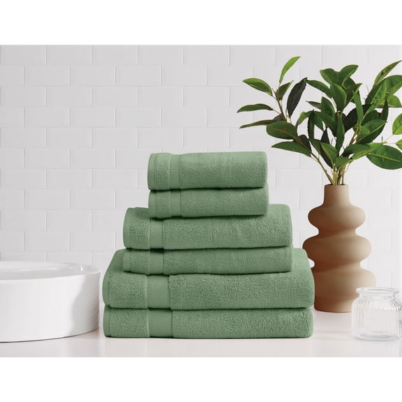 Brooklyn Loom Super Soft Green 6 Piece Bath Sheet Set, Solid Color Themed, Oeko-TEX Certified Confidence