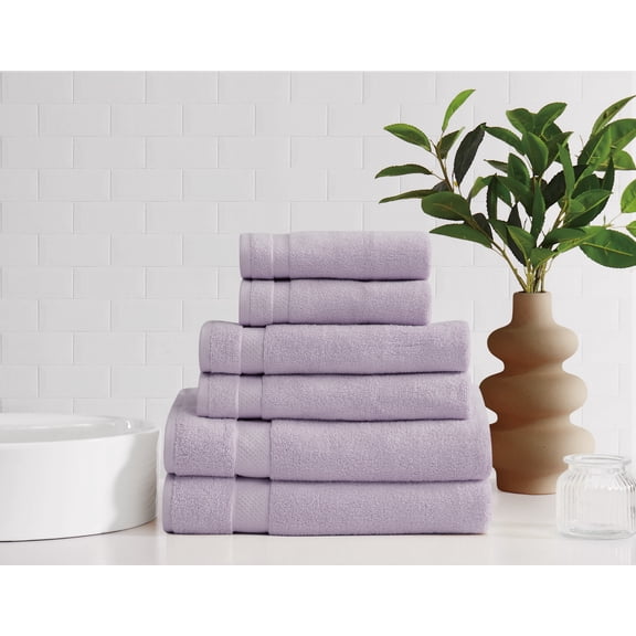 Brooklyn Loom Super Soft Lavender 6 Piece Bath Sheet Set, Solid Color Themed, Oeko-TEX Certified Confidence