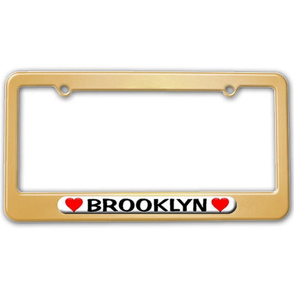 Brooklyn Love with Hearts License Plate Frame