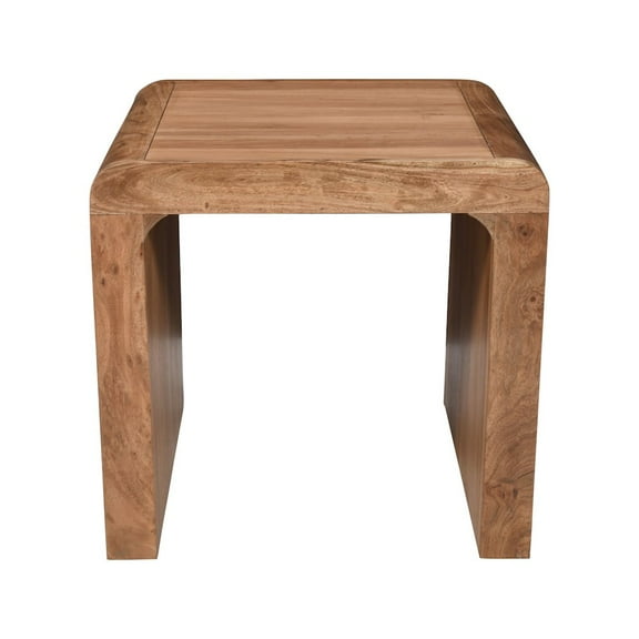 Brooklyn Mid-Century Modern Solid Wood Square Waterfall Curved End Table