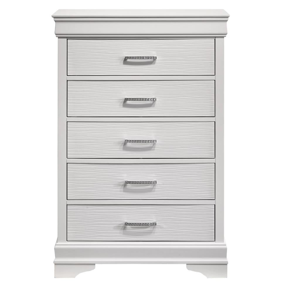 White Vertical 5-Drawer Chest with Soft Close Dovetail Drawers