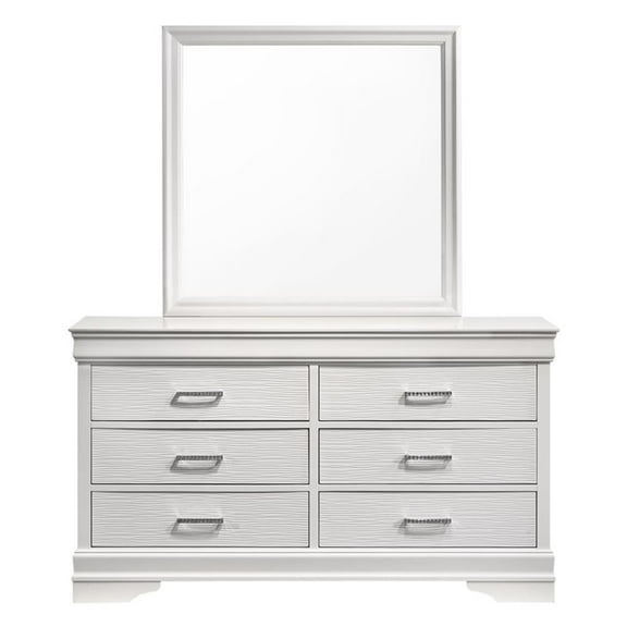 Brooklyn Modern 6 Drawer Dresser made with Wood in White