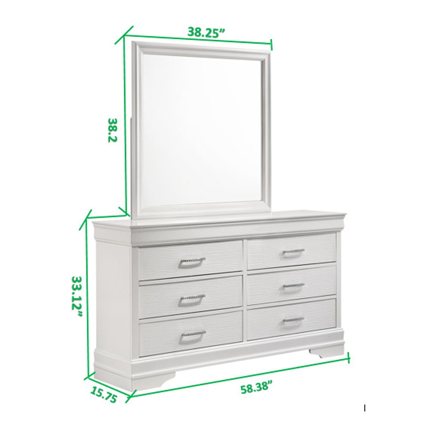 Brooklyn Industrial 6-Drawer White Wood Dresser with Soft Close