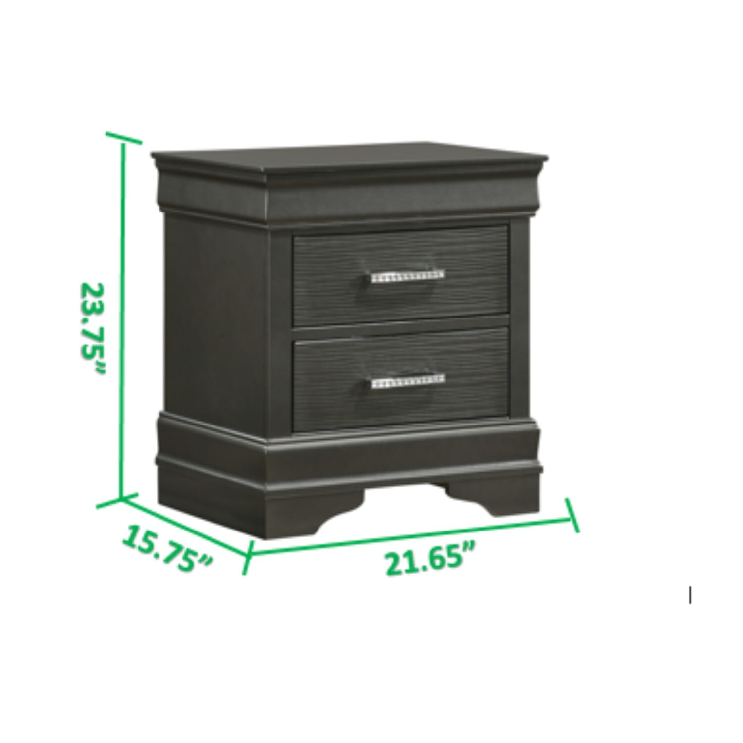Brooklyn Gray Wood 2-Drawer Nightstand