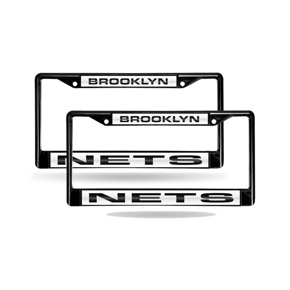 Brooklyn Basketball Net's Black Metal (Set of 2) Laser Cut License Plate Frames