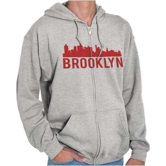 Brooklyn NYC Skyline New York City NY Unisex Plus Size Zip Hoodie Brisco Brands 2X
