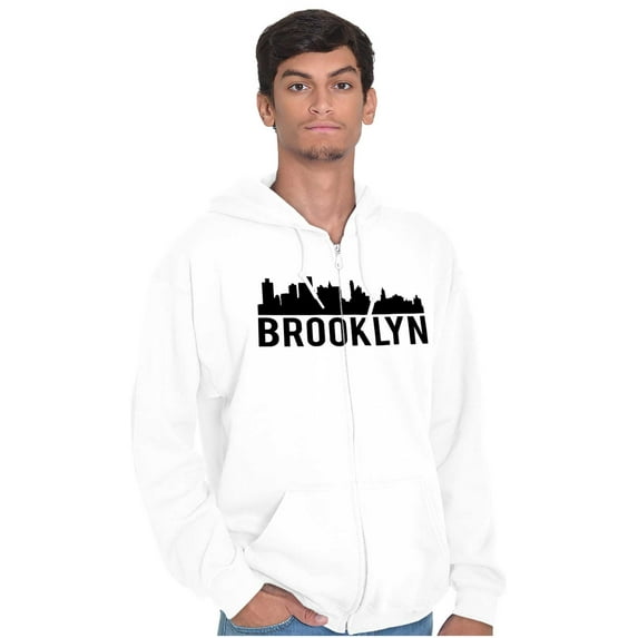 Brooklyn NYC Skyline New York City NY Unisex Fleece Graphic Zip Up Hoodie Brisco Brands 2X