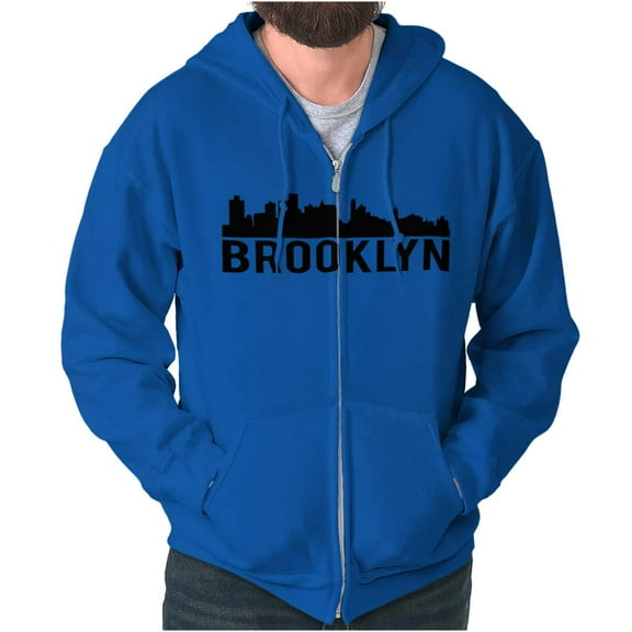 Brooklyn NYC Skyline New York City NY Zip Up Hoodie Men's Women's Brisco Brands L