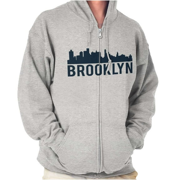 Brooklyn NYC Skyline New York City NY Zip Up Hoodie Men's Women's Brisco Brands X