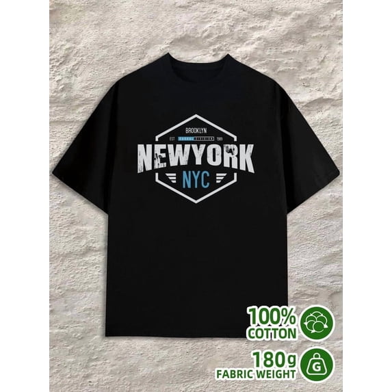 Greenink Brooklyn NYC Tee men 180G 100% Cotton black Classic Unisex Shirt Graphic Tee tshirts Casual Unisex Shirt Graphic tshirts Unique Design Unisex Shirt Short Sleeve tshirts
