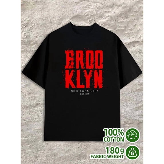 Greenink Brooklyn NYC Tee men 180G Cotton black Original Unisex Shirt Crewneck tshirts Retro Unisex Shirt Printed tshirts Unique Design Unisex Shirt Cotton tshirts