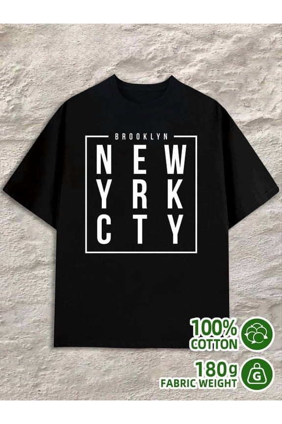 Brooklyn NYC Tee men black 180G 100% Cotton Summer wear Vintage-inspired,comfortable fit Fashion Unisex Shirt Graphic tshirts Retro Unisex Shirt Cotton tshirts