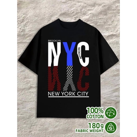 Brooklyn NYC Tee men's 180G 100% Cotton black Basic Unisex Shirt Crewneck tshirts Classic Unisex Shirt Graphic tshirts Retro Unisex Shirt Graphic tshirts