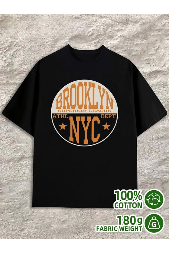 Brooklyn NYC Tee men's black 180G 100% Cotton perfect for summer outdoor activities and leisure wear Casual Unisex Shirt Short Sleeve tshirts Classic Unisex Shirt Printed tshirts