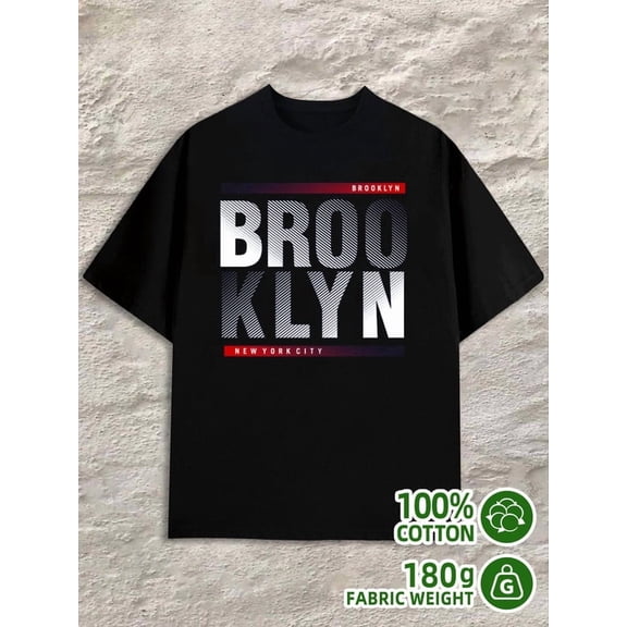 Brooklyn NYC Tee mens 180G 100% Cotton black Retro Unisex Shirt Crewneck tshirts Funny Unisex Shirt Printed tshirts Unique Design Unisex Shirt Short Sleeve tshirts