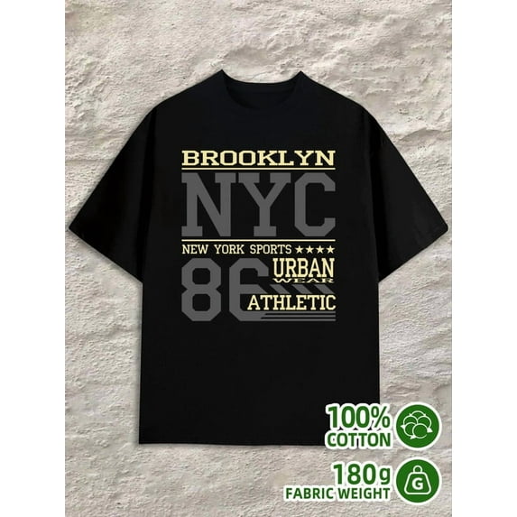 Brooklyn NYC Tee mens 180G 100% Cotton black Retro Unisex Shirt Printed tshirts Retro Unisex Shirt Crewneck tshirts Basic Unisex Shirt Graphic tshirts