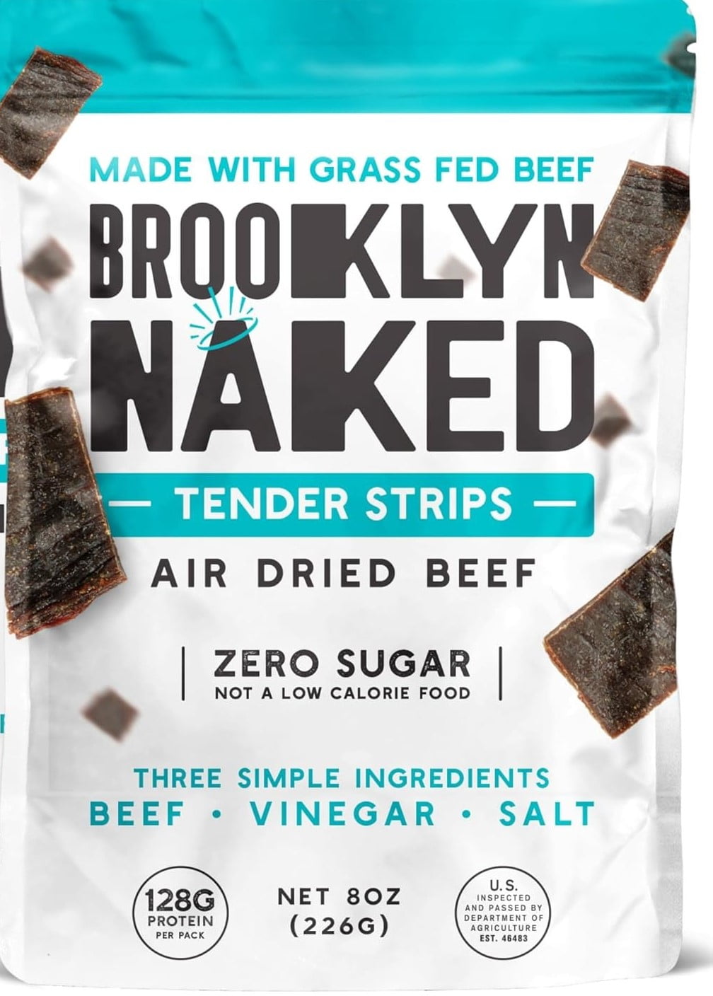 Brooklyn Naked Tender Strips - Chewy Air Dried Grass Fed Protein Snacks Sugar Free Beef Jerky Alternative Organic Beef Snacks