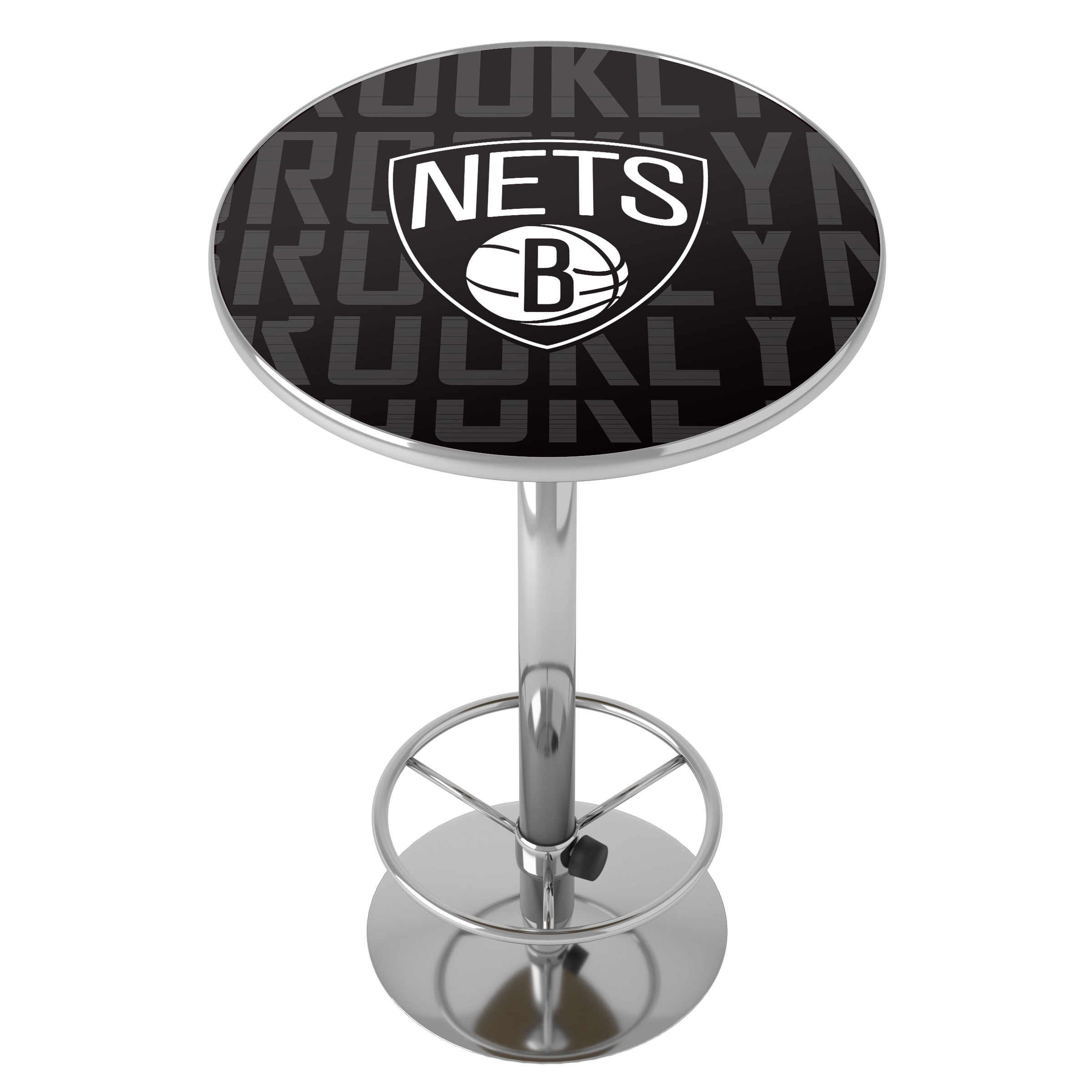 Brooklyn Nets City Bar Table with Adjustable Footrest and Acrylic Top